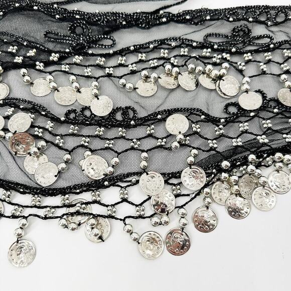 Belly Dancing Silver Embellished Costume Adjustable Tie Waist Belt One Size - Picture 3 of 8